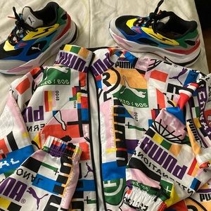Puma large Coat & Sneakers are 5 1/2